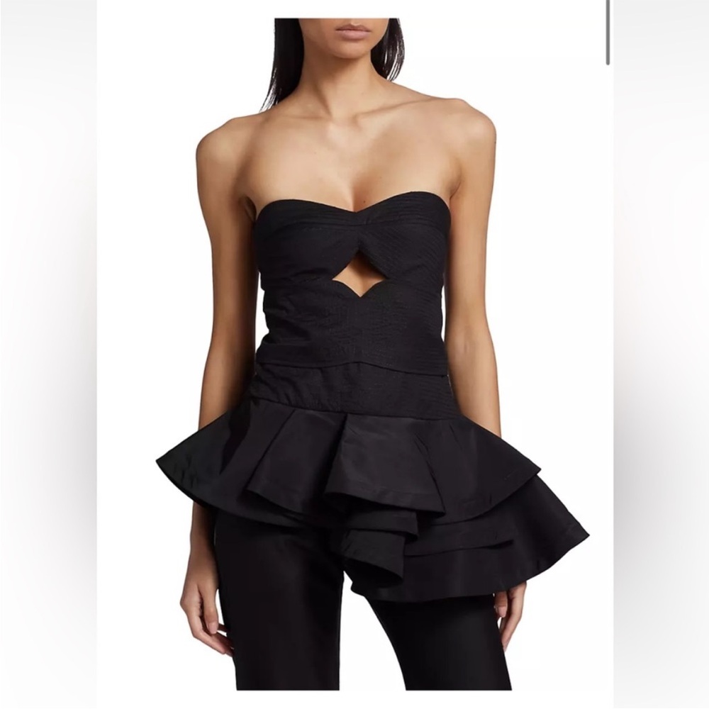 Johanna Ortiz Musette Top Black Ruffle Peplum